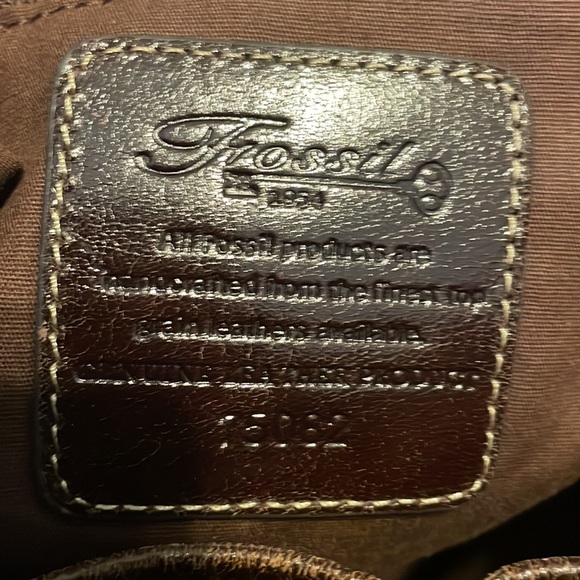 EUC FOSSIL Leather Hobo Purse Shoulder Bag Patchwork Strips Red Purple Blue - Picture 8 of 8